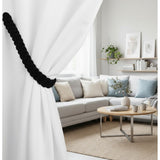 Curtain Accessories: Black rustique braided magnetic tieback