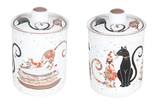Food Storage: Cat Couple Embossed Canisters — Bone China Storage Set + Matching Napkins