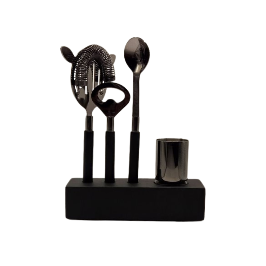 Drinkware: Plantation Bar Tools Stand Black & Silver