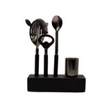 Drinkware: Plantation Bar Tools Stand Black & Silver
