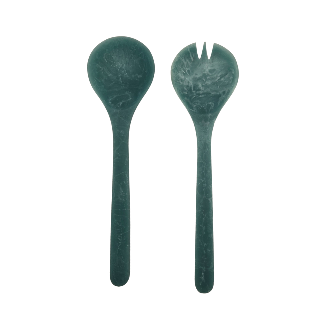 Cutlery: Blue Resin Salad Server Set -Handcrafted