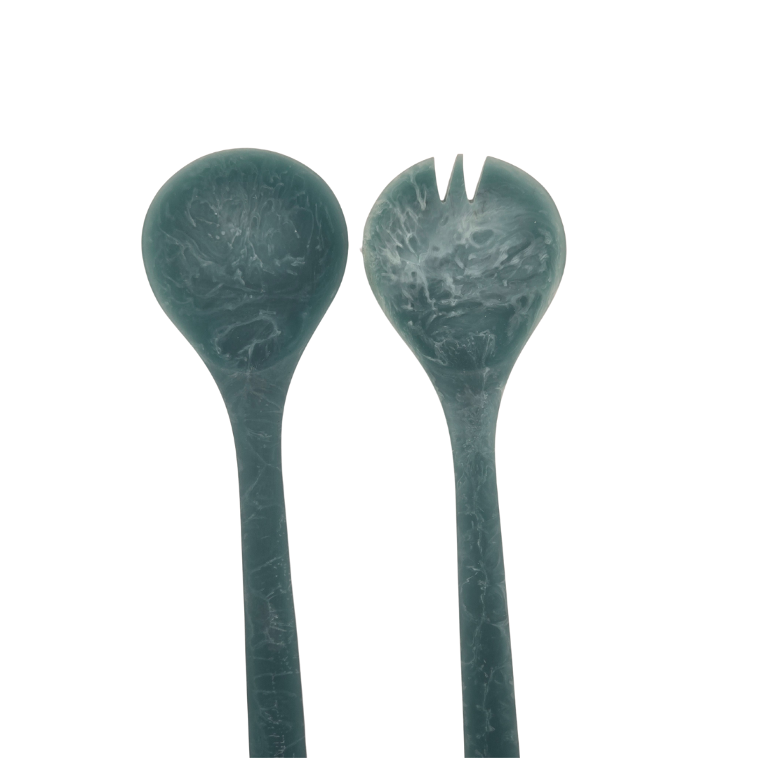 Cutlery: Blue Resin Salad Server Set -Handcrafted