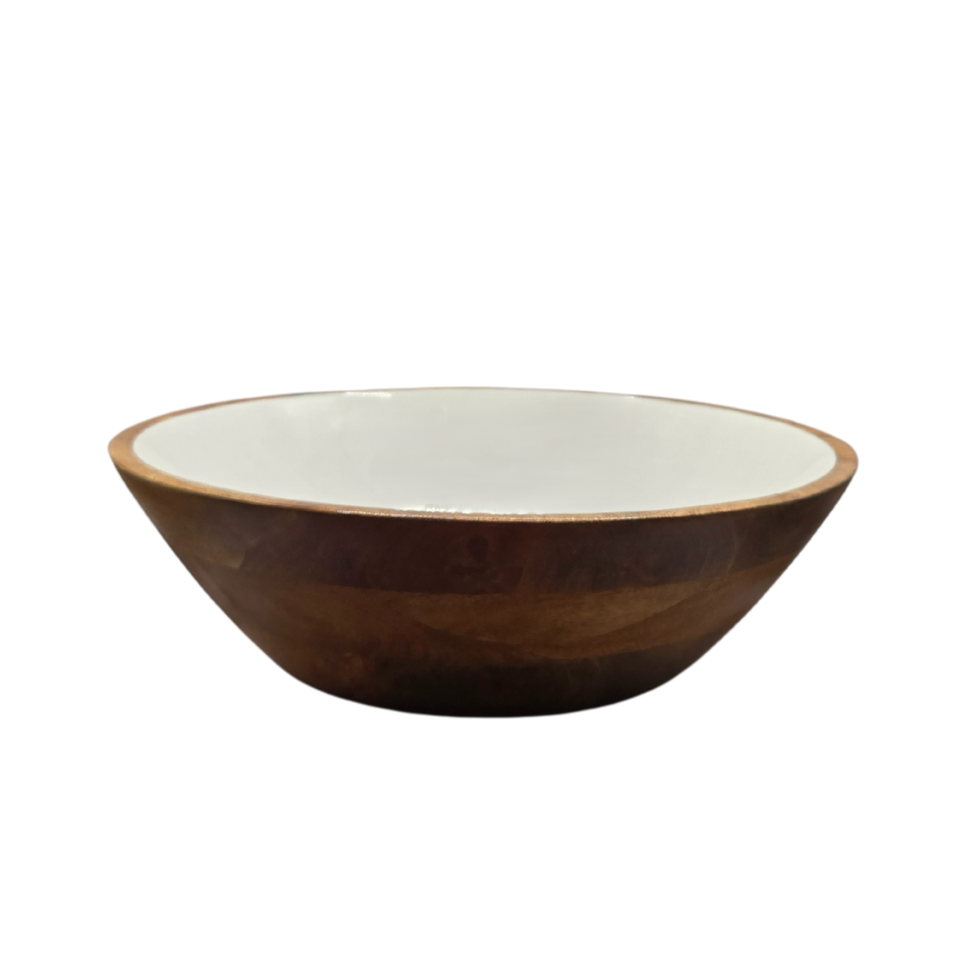 Bakeware & Accessories: Handcrafted Mango Wood & Enamel Serving Bowl - Natural & Food-Safe