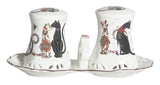 Bakeware & Accessories: Cat Couple Table Set  Embossed Salt & Pepper Shakers + 20pk Napkins (33 × 33cm)