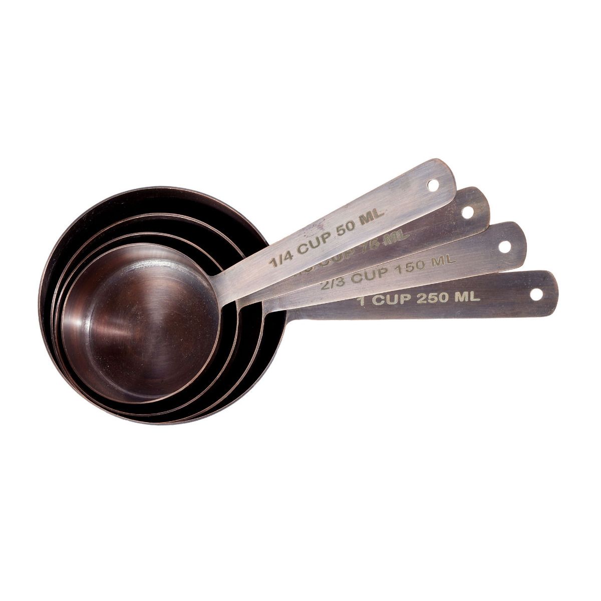 Drinkware: Vintage Elegance: Antique Copper Stainless Steel Measuring Cup Set