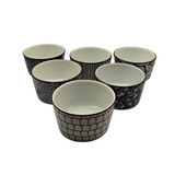 Cutlery: Ceramic Bakeware Set Blue Patterned Ramekins Set of 6