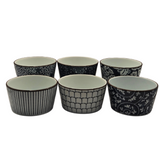 Cutlery: Ceramic Bakeware Set Blue Patterned Ramekins Set of 6