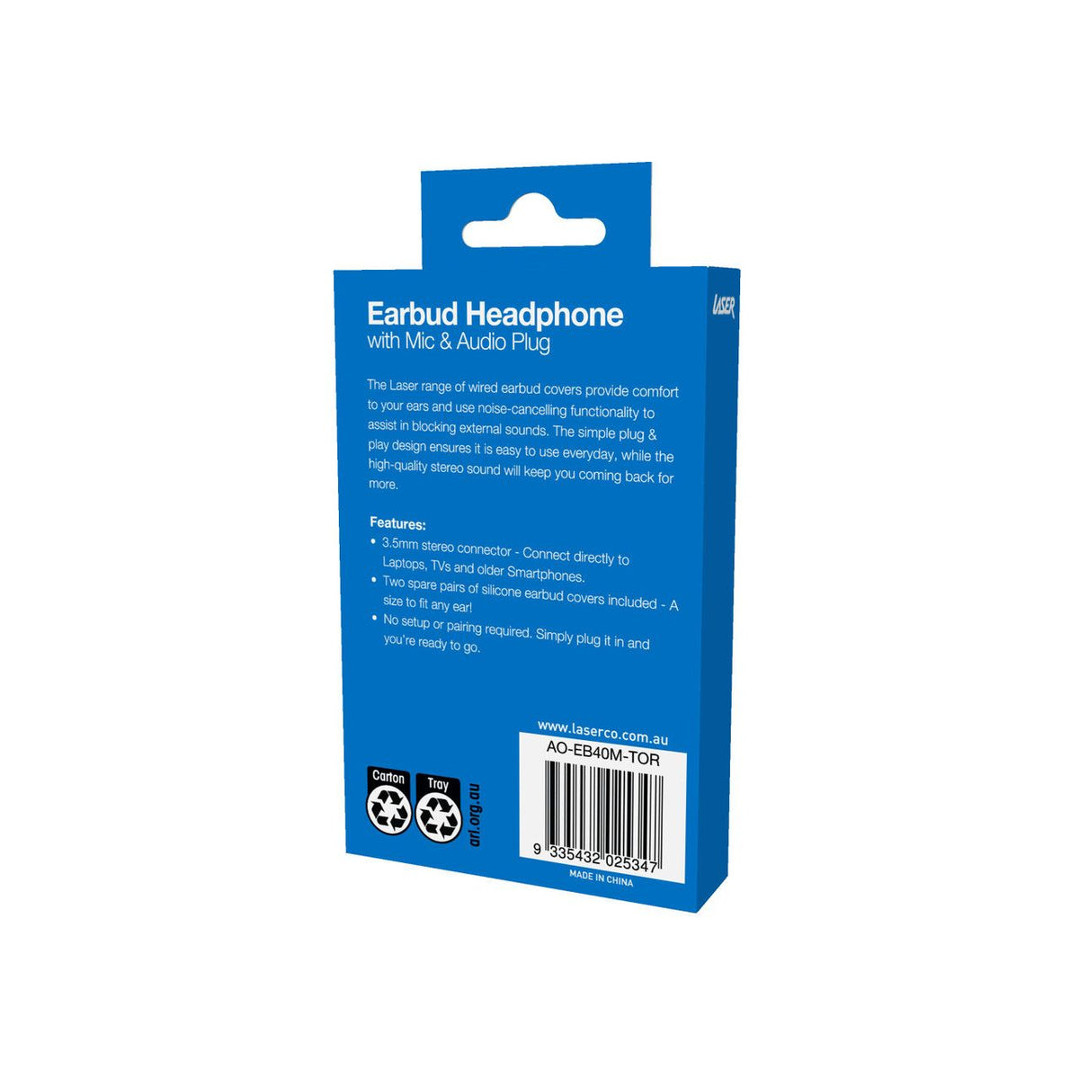 Laser Earbud Headphone with Mic - Tornado
