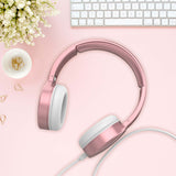 Over Ear Headphones: Laser Wired Headphones with 40mm Drivers Rose Gold