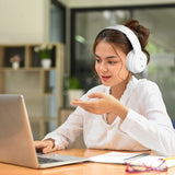 Over Ear Headphones: Laser Foldable Bluetooth Headphones with Mic Bright White