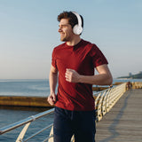 Over Ear Headphones: Laser Foldable Bluetooth Headphones with Mic Bright White