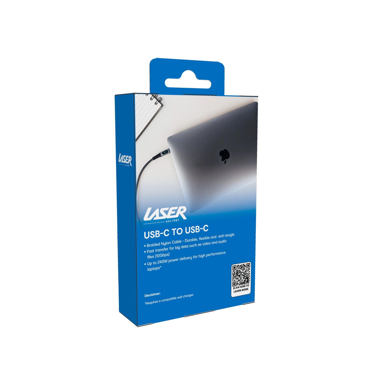 Laser 240W USB-C to USB-C LCD Braided Cable 1M
