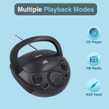 Bluetooth Speakers: Laser Black Portable CD Boombox with AM/FM Radio