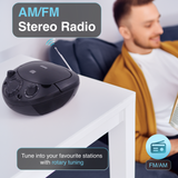 Bluetooth Speakers: Laser Black Portable CD Boombox with AM/FM Radio