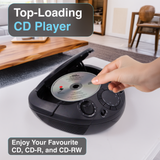 Bluetooth Speakers: Laser Black Portable CD Boombox with AM/FM Radio