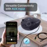 Bluetooth Speakers: Laser Black Portable CD Boombox with AM/FM Radio