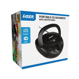 Bluetooth Speakers: Laser Black Portable CD Boombox with AM/FM Radio