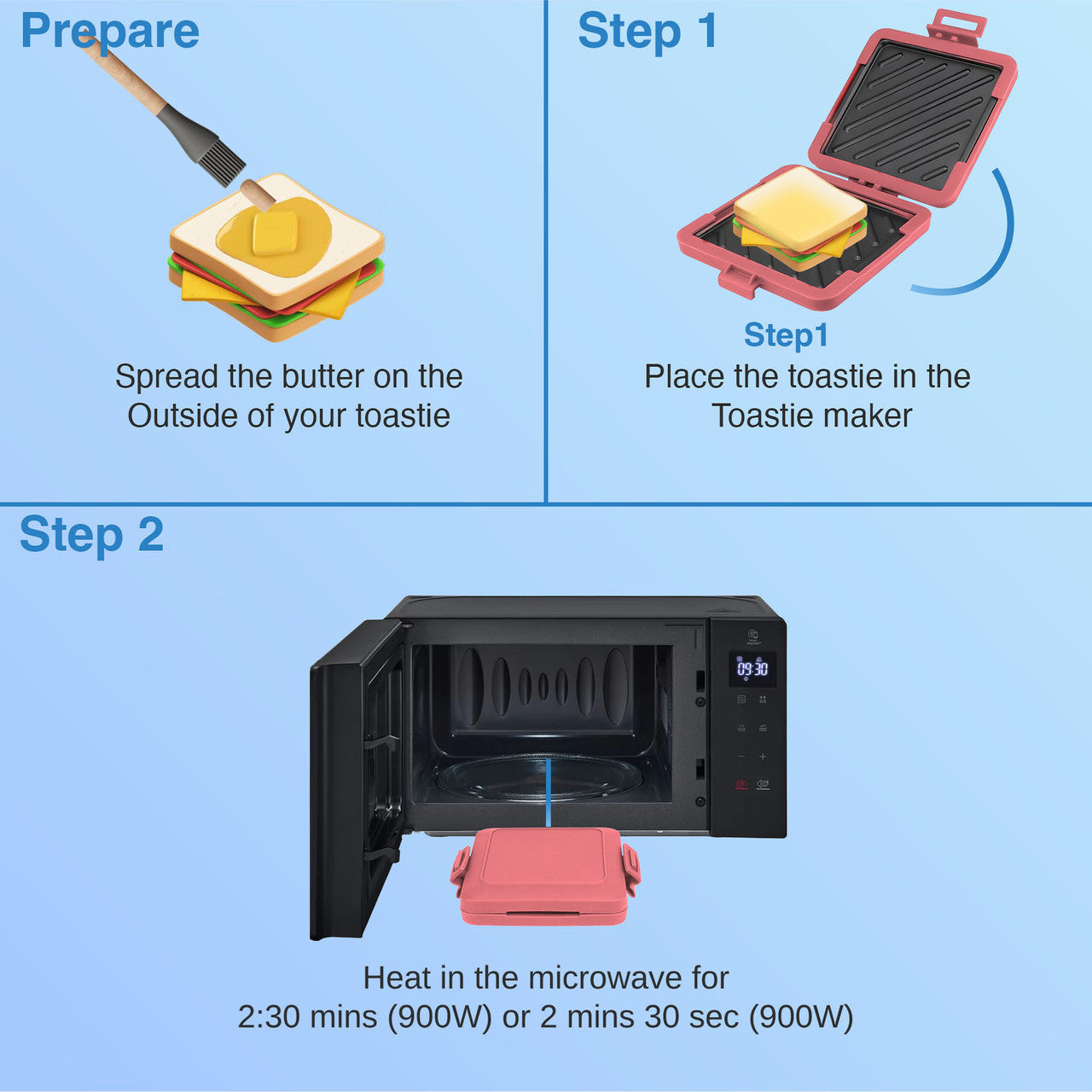 Wellness Accessories: Laser Microwave Toastie Maker Flamingo Pink
