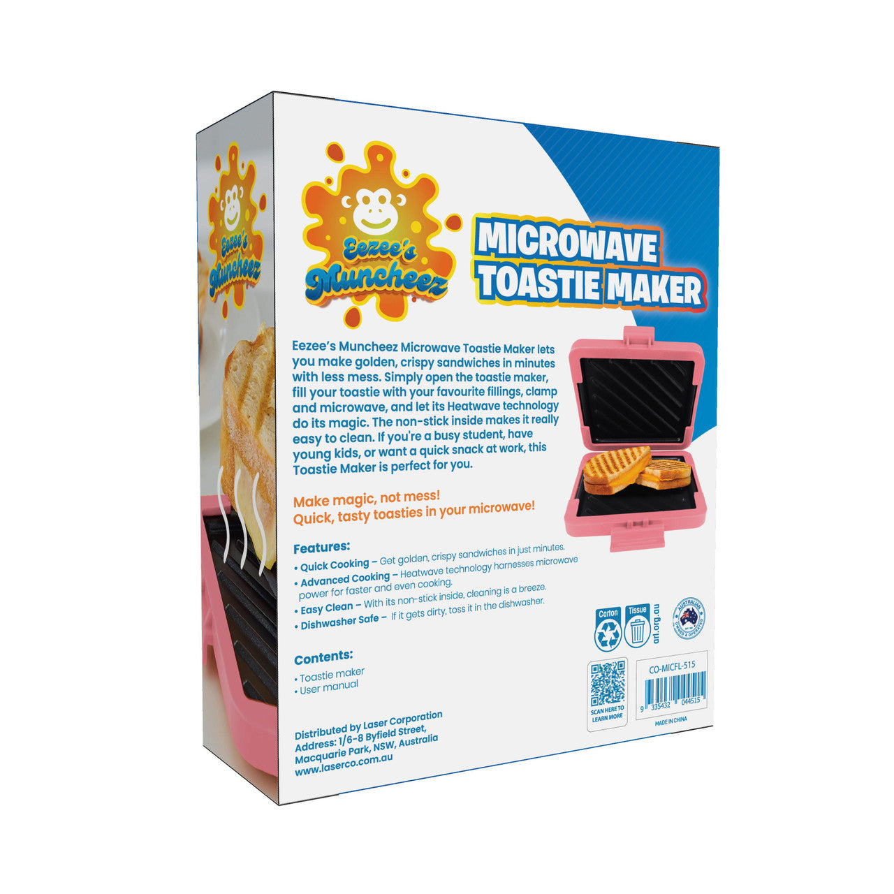 Wellness Accessories: Laser Microwave Toastie Maker Flamingo Pink