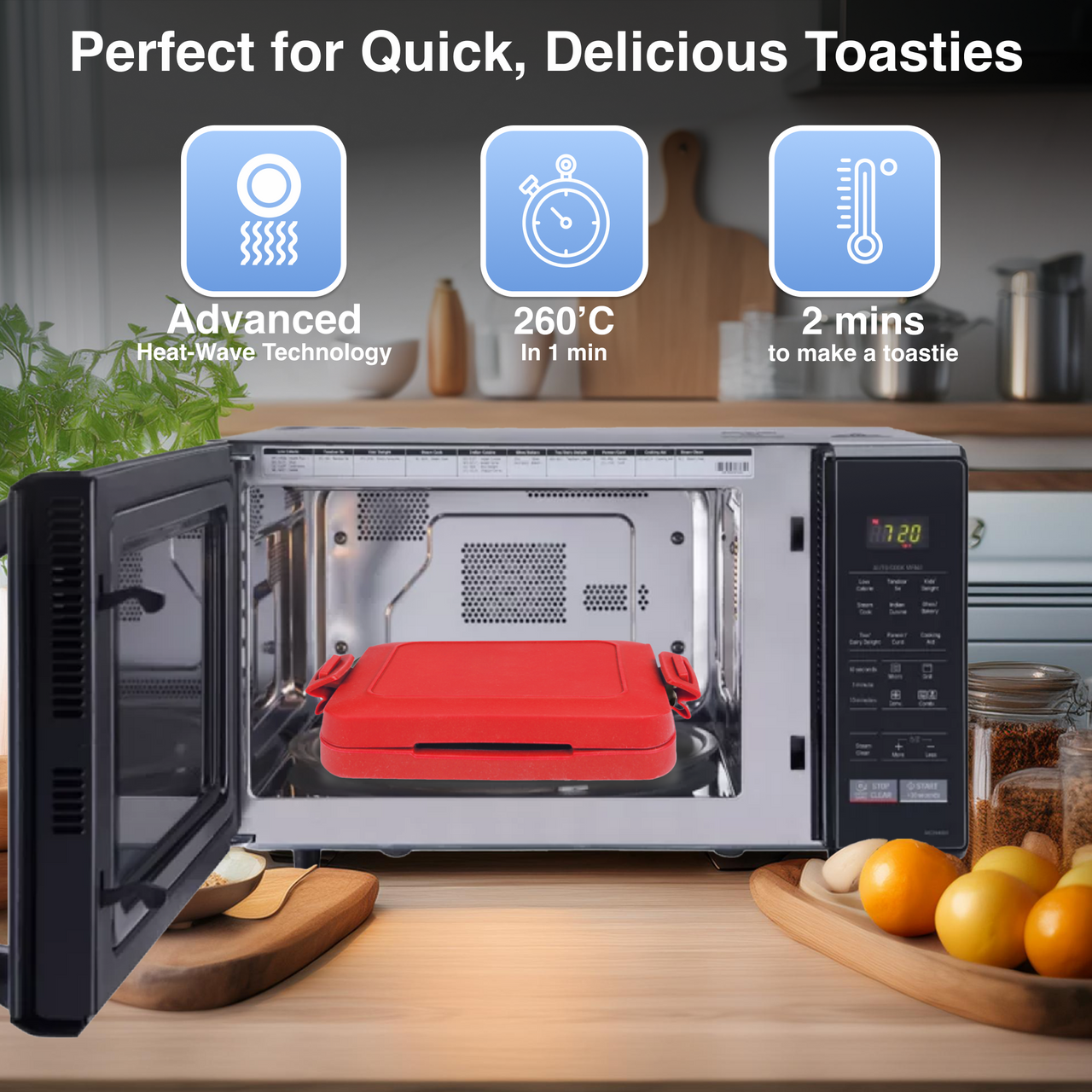 Wellness Accessories: Laser Microwave Toastie Maker with Heatwave Tech Red