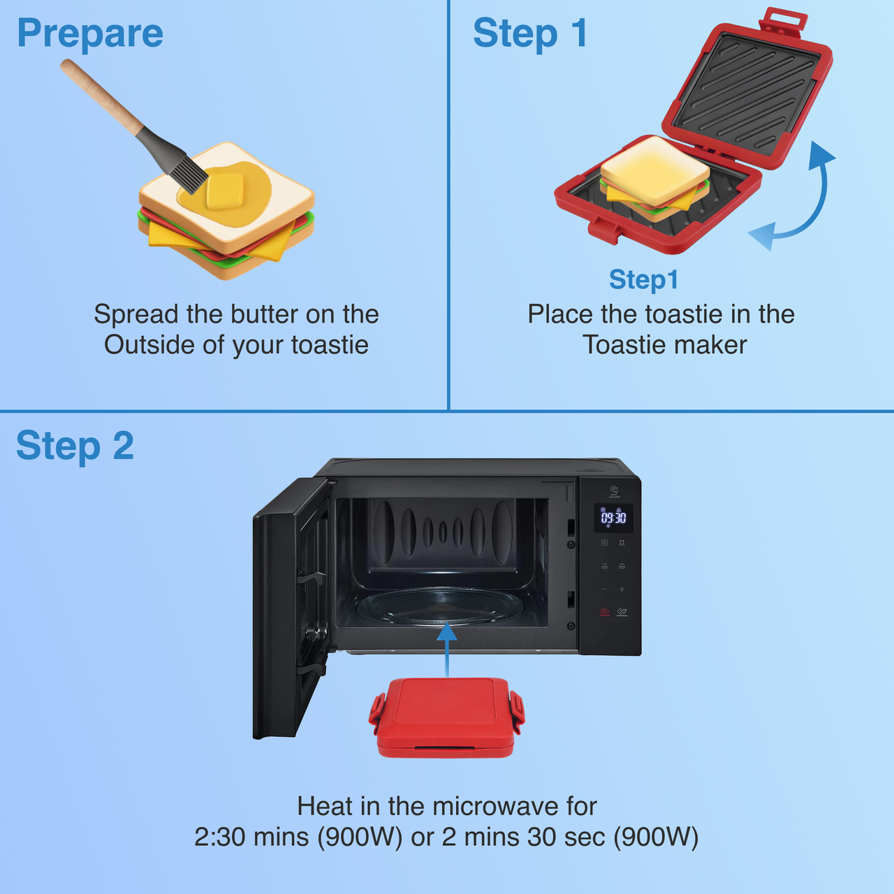 Wellness Accessories: Laser Microwave Toastie Maker with Heatwave Tech Red