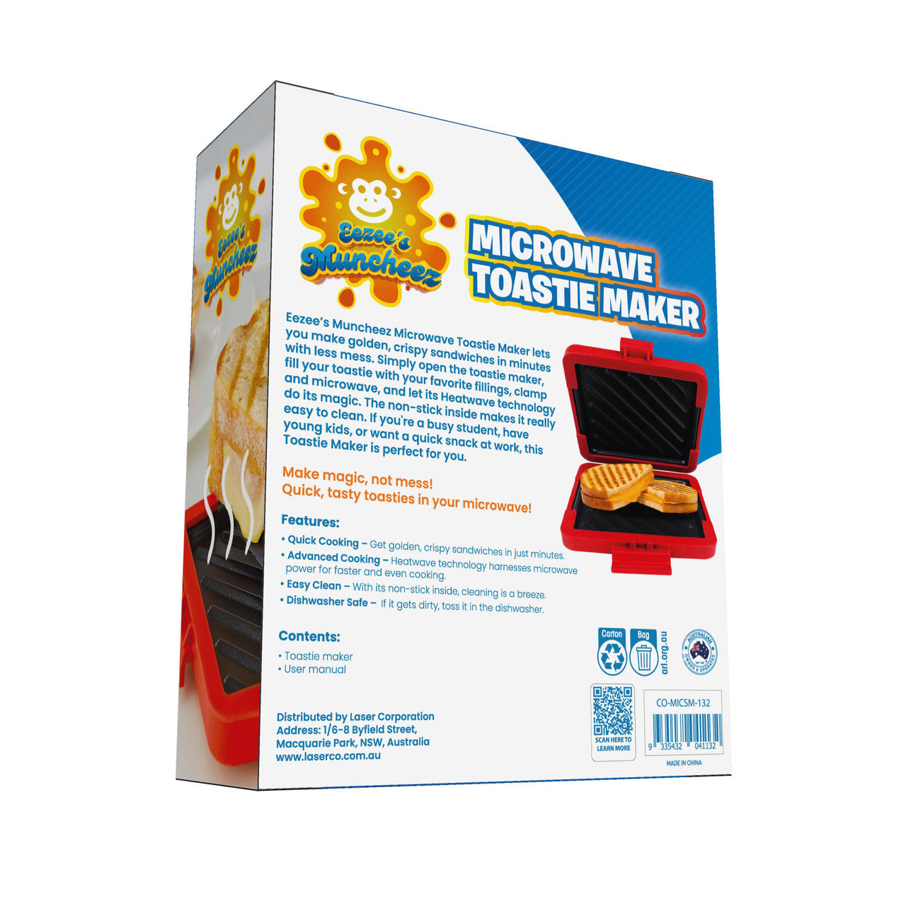 Wellness Accessories: Laser Microwave Toastie Maker with Heatwave Tech Red