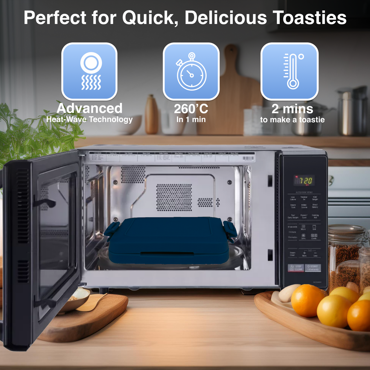 Wellness Accessories: Laser Heatwave Tech Microwave Toastie Maker Blue