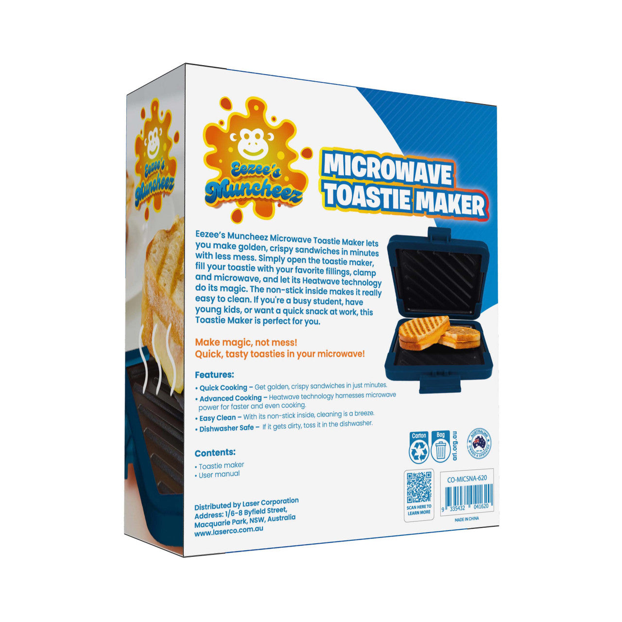 Wellness Accessories: Laser Heatwave Tech Microwave Toastie Maker Blue