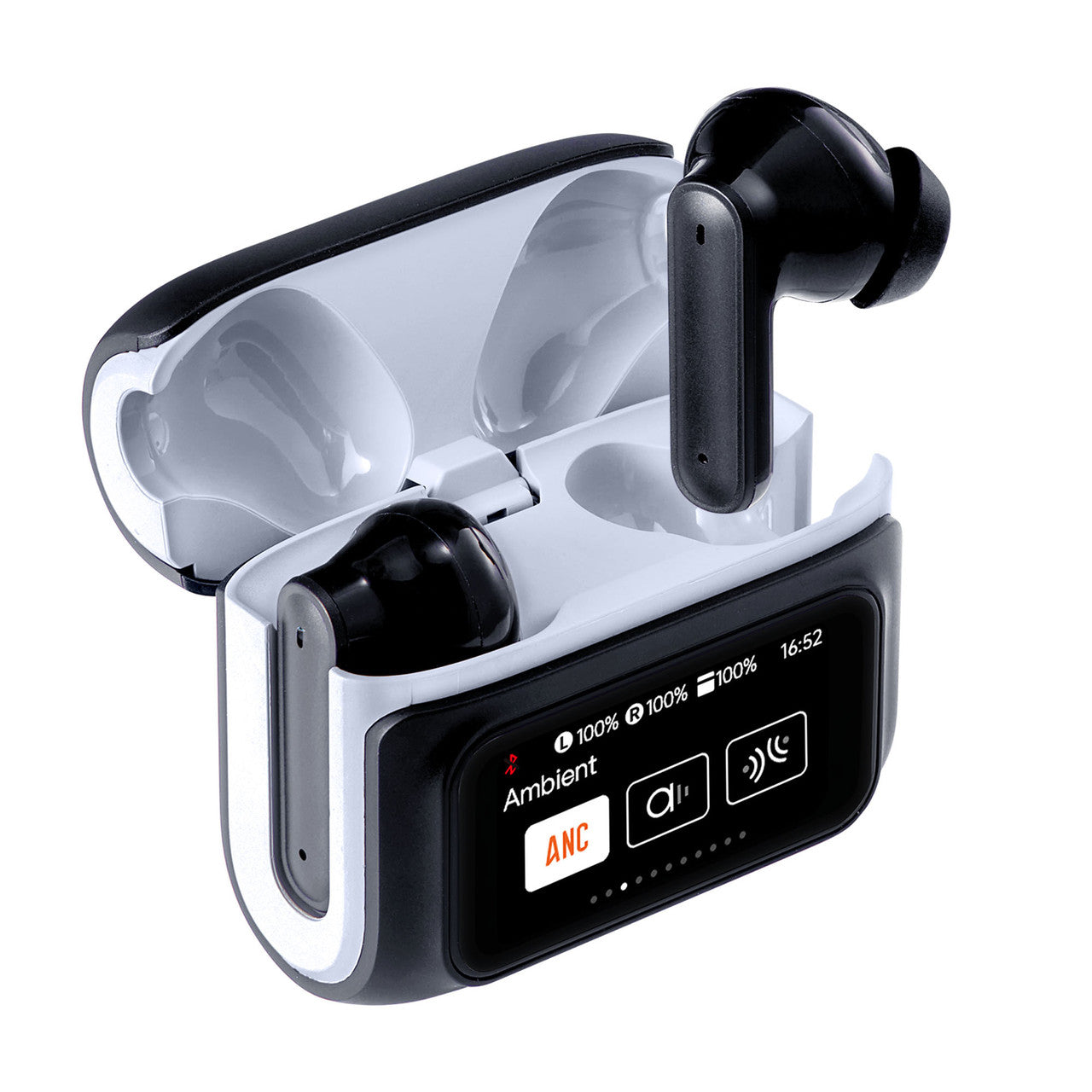 Over Ear Headphones: Laser TWS Earbuds ANC with Touch Display Black