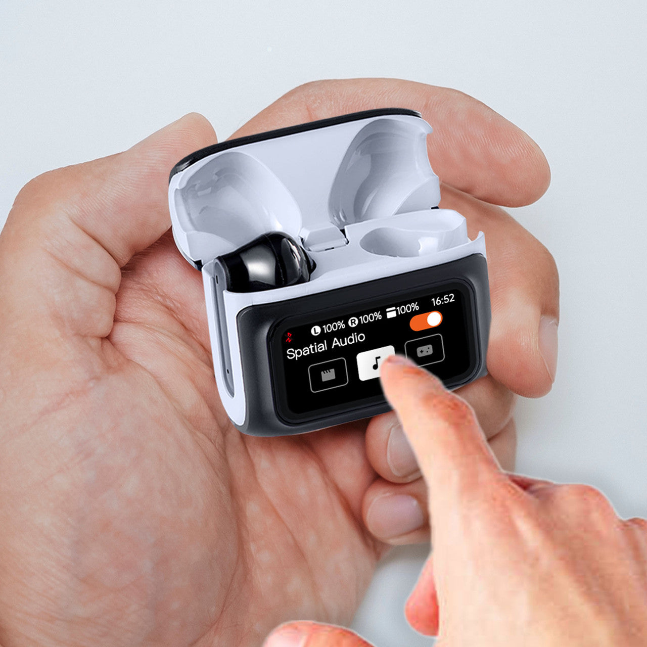 Over Ear Headphones: Laser TWS Earbuds ANC with Touch Display Black