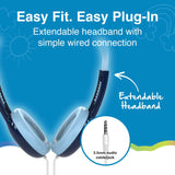 Laser Kids Wired Headphones with Charms Blue