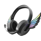 Over Ear Headphones: Laser Kids Angel Wings Headphones with Mic Black
