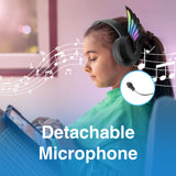 Over Ear Headphones: Laser Kids Angel Wings Headphones with Mic Black