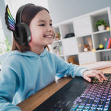 Over Ear Headphones: Laser Kids Angel Wings Headphones with Mic Black