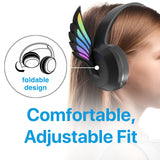 Over Ear Headphones: Laser Kids Angel Wings Headphones with Mic Black