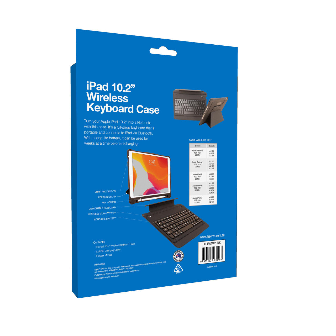 Keyboards & Accessories: Laser iPad 10.2-inch Wireless Keyboard Case Black