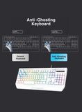 Keyboards & Accessories: Laser White Gaming RGB Keyboard Full Size with Multimedia Keys