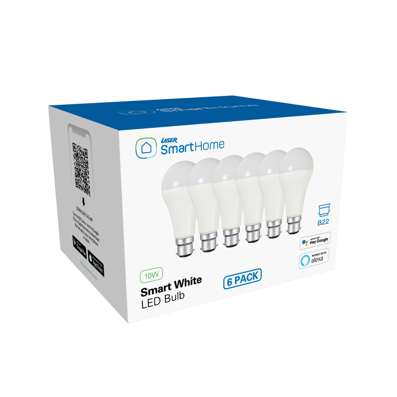 Lighting Accessories: Laser Smart White LED Bulb B22 6 Pack  Wi-Fi Control