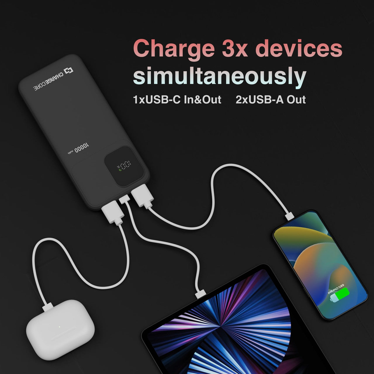 Power Banks & Chargers: ChargeCore SafeCharge Max 10K - Black