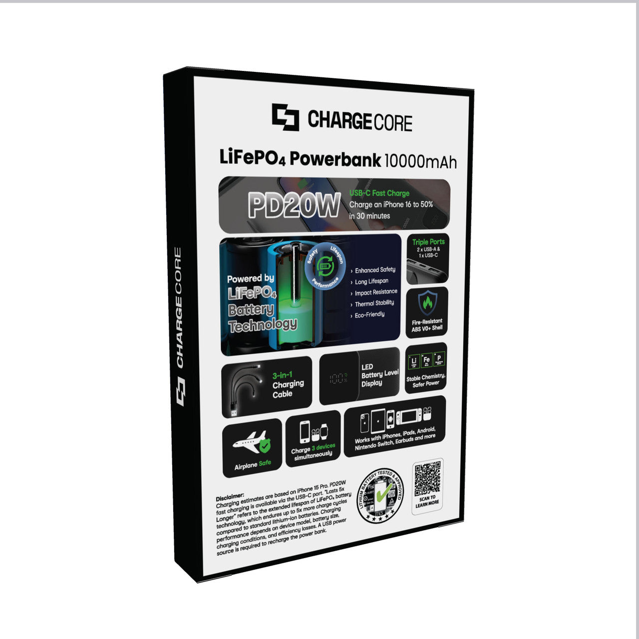 Power Banks & Chargers: ChargeCore SafeCharge Max 10K - Black