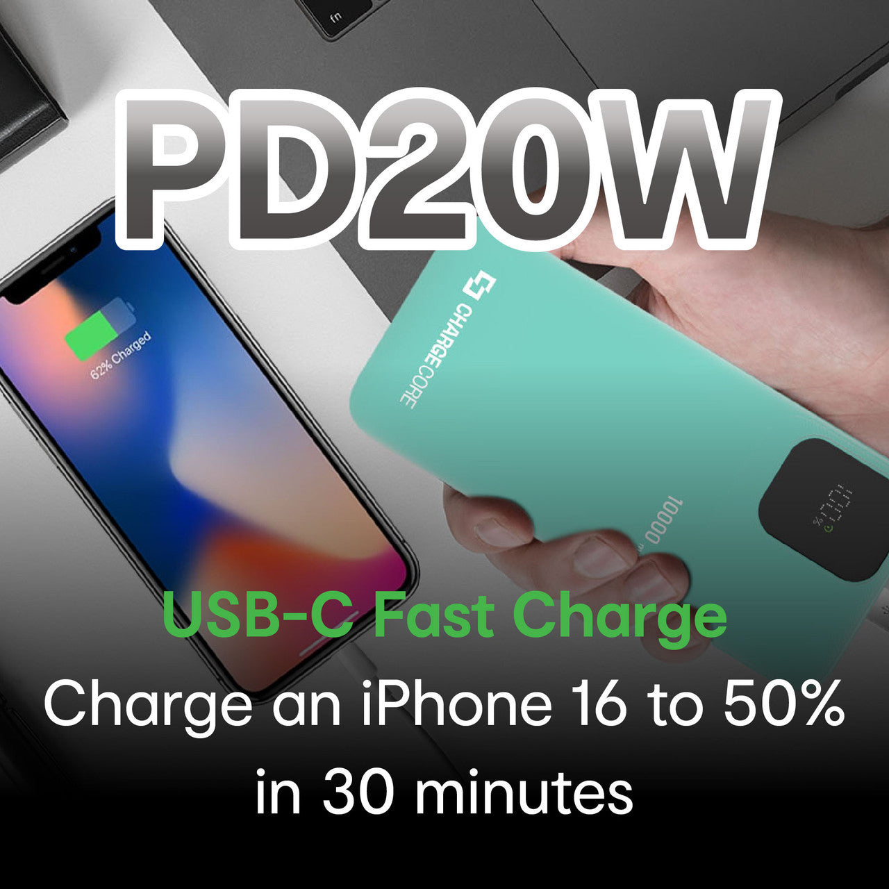 Power Banks & Chargers: ChargeCore SafeCharge Max 10K - Sunset Coral