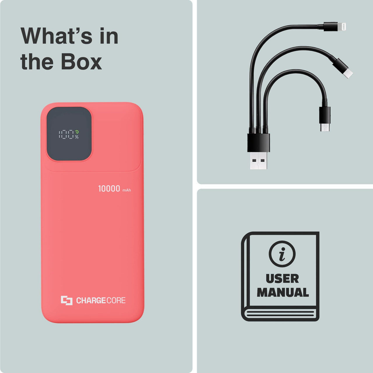Power Banks & Chargers: ChargeCore SafeCharge Max 10K - Sunset Coral