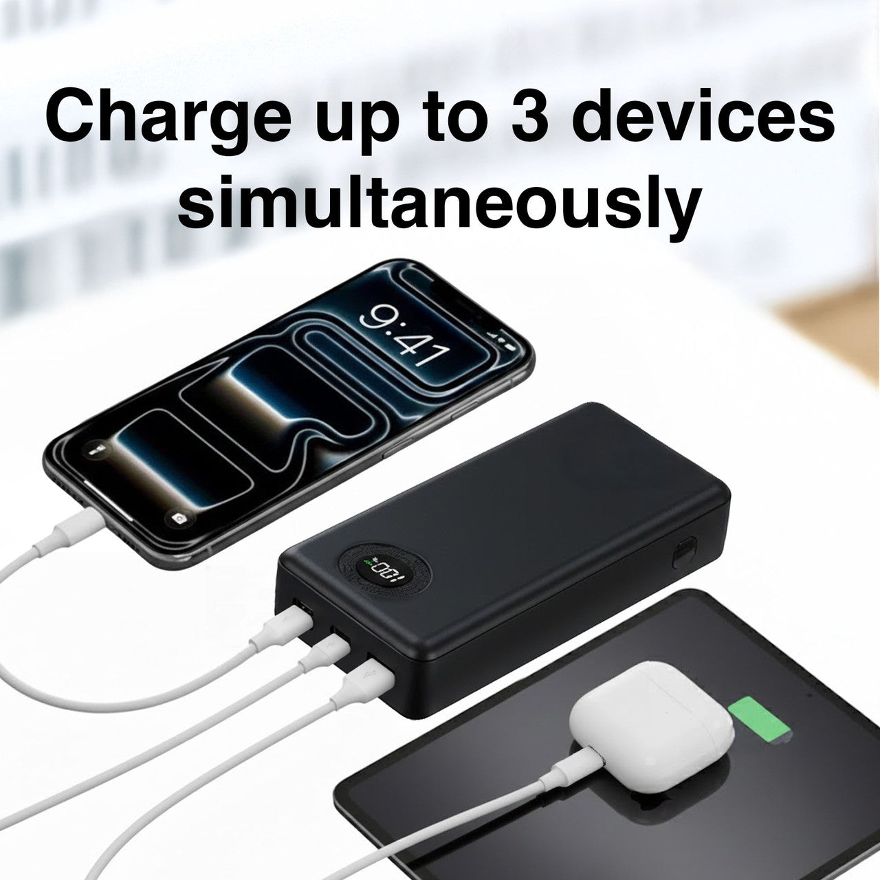 Laser 20000mAh Powerbank Battery Display Black