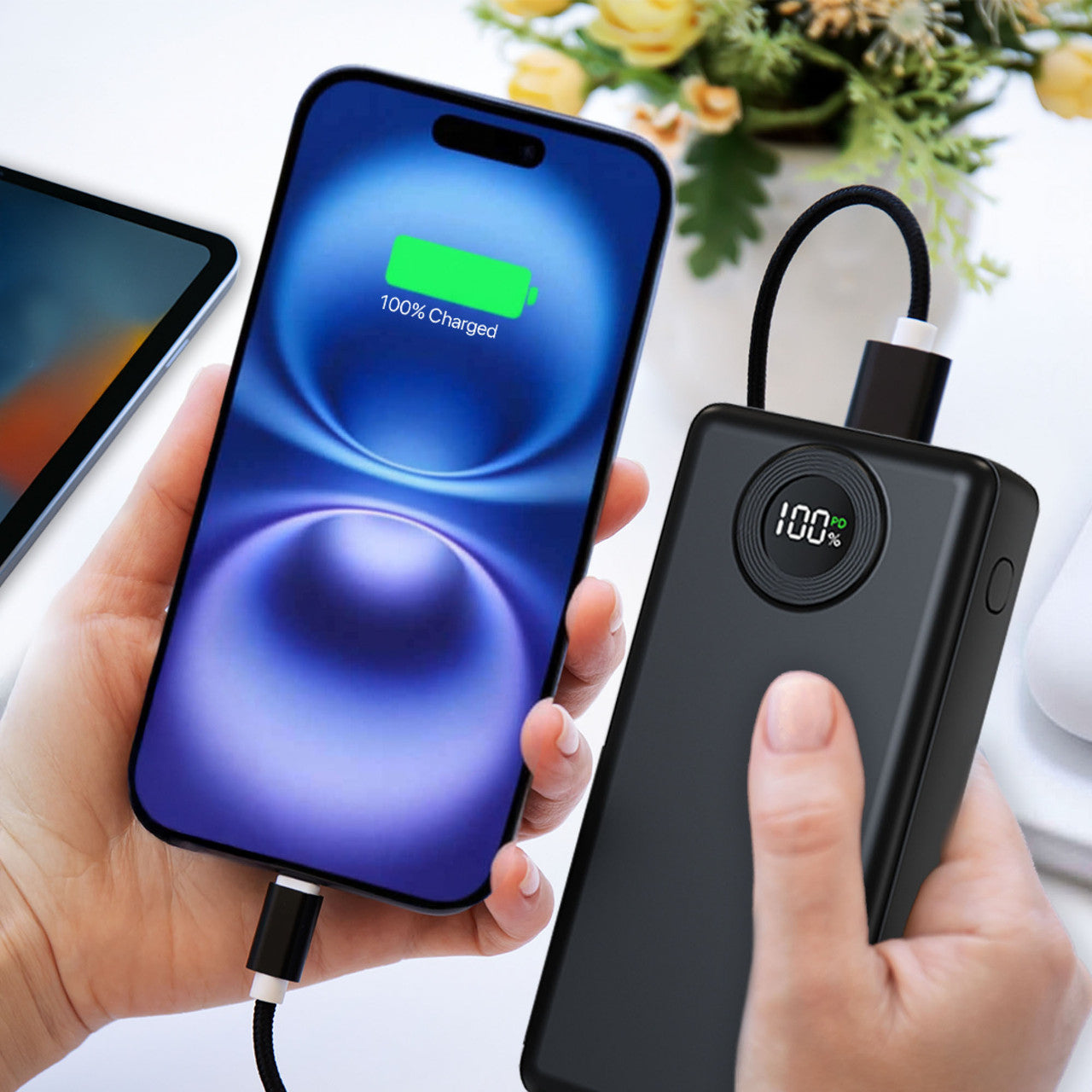 Laser 20000mAh Powerbank Battery Display Black