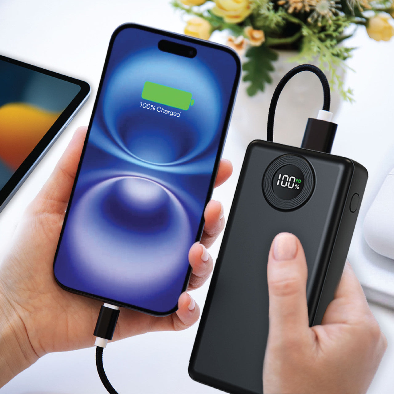 Laser 20000mAh Powerbank Battery Display Black