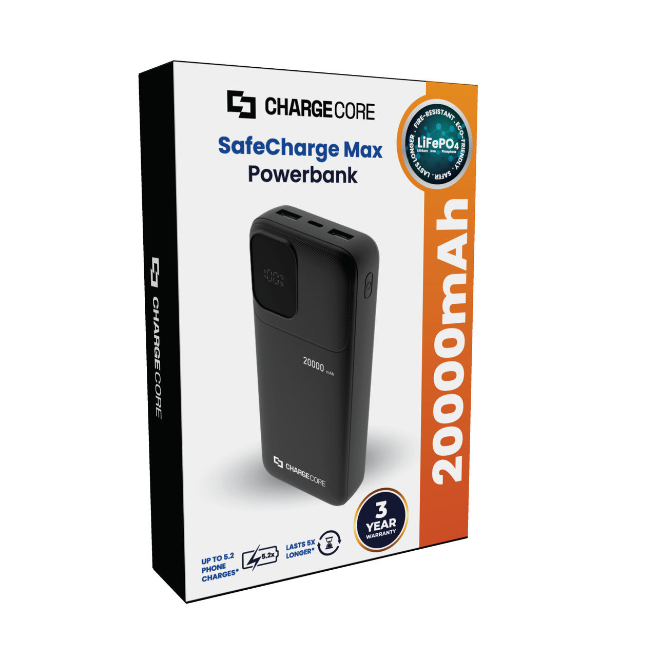 Power Banks & Chargers: ChargeCore SafeCharge Max 20K - Black