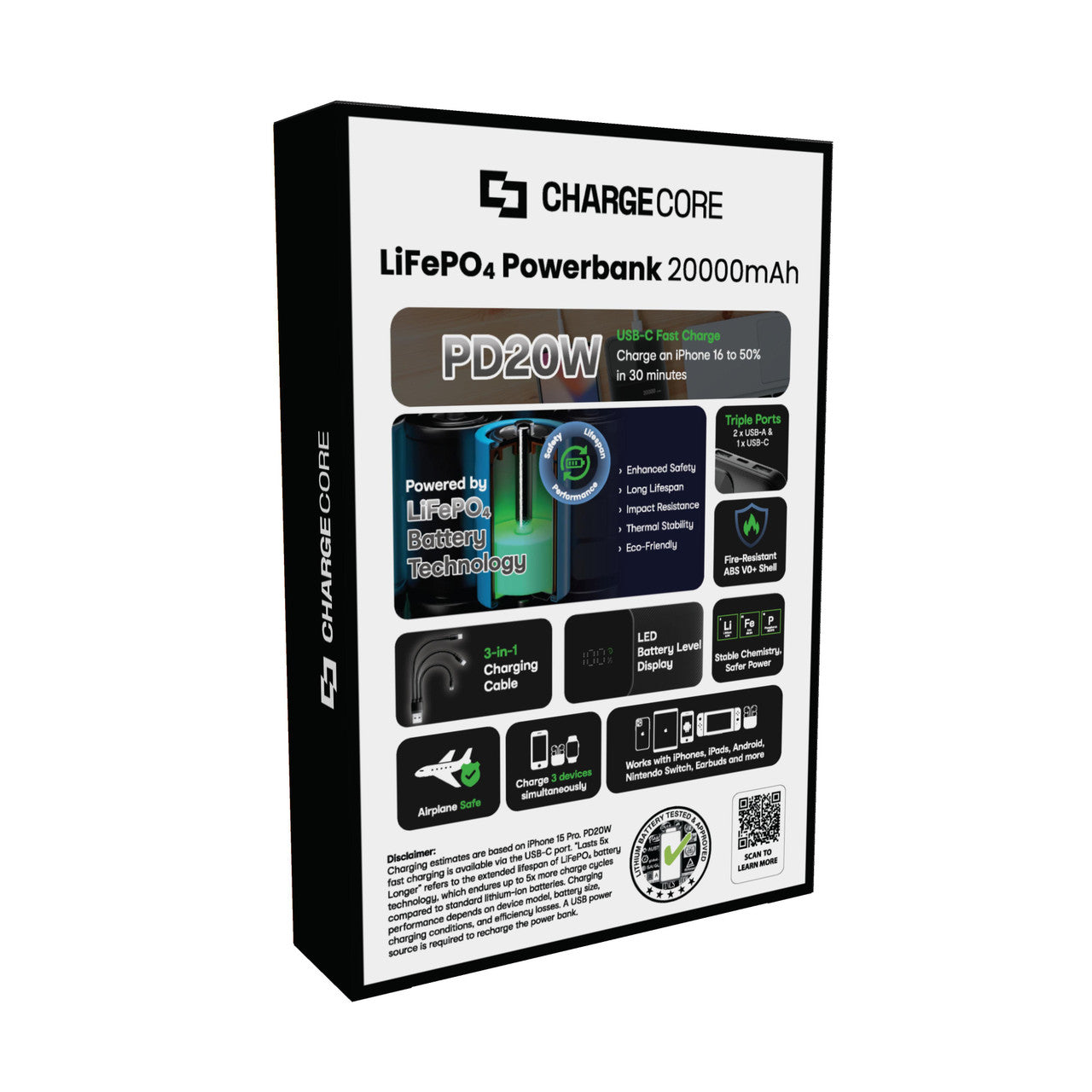 Power Banks & Chargers: ChargeCore SafeCharge Max 20K - Black