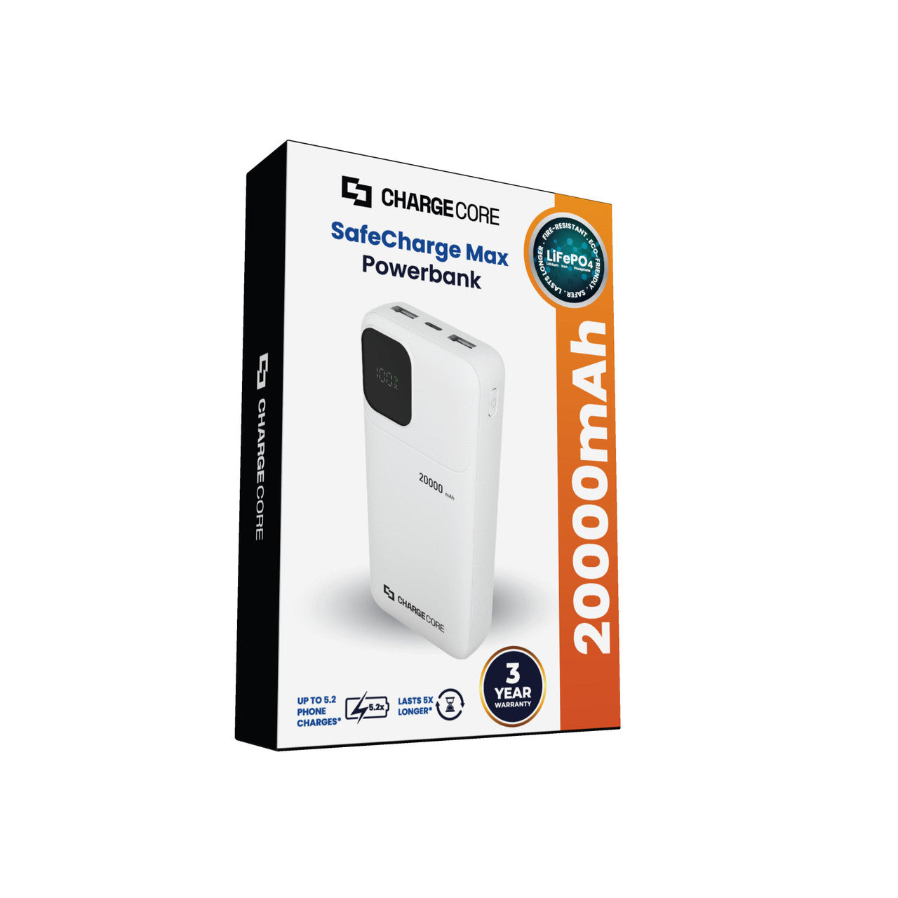Power Banks & Chargers: ChargeCore SafeCharge Max 20K - White