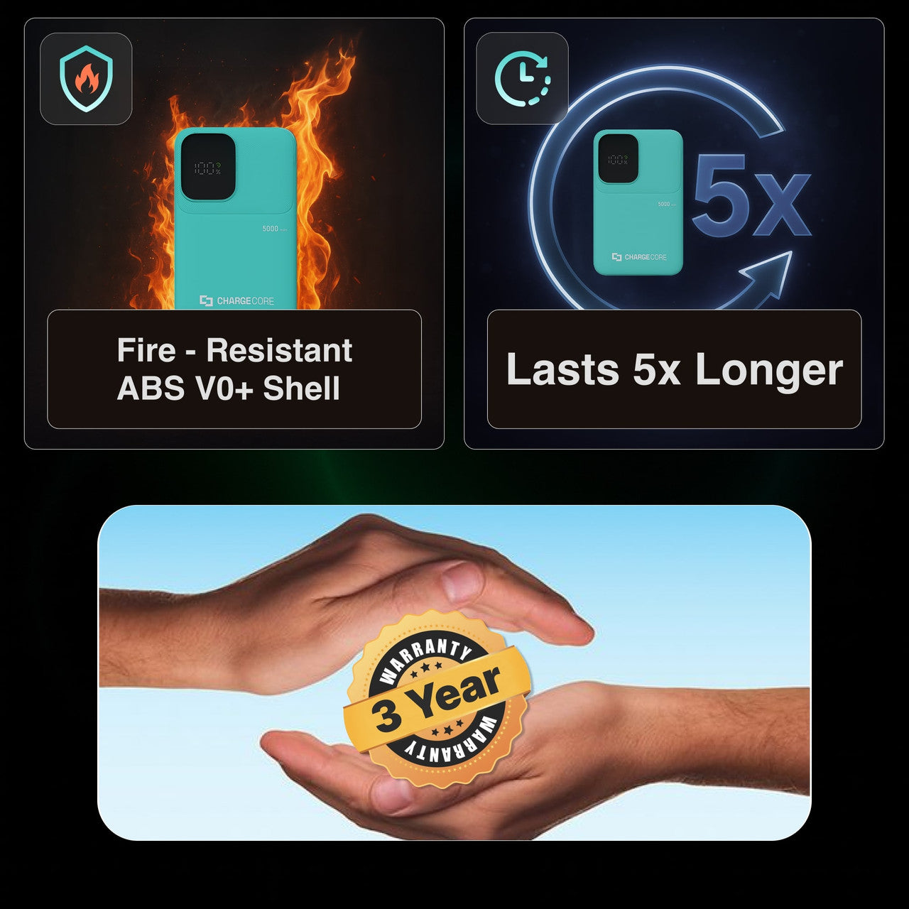 Power Banks & Chargers: ChargeCore SafeCharge Max 5K - Aquatic Awe