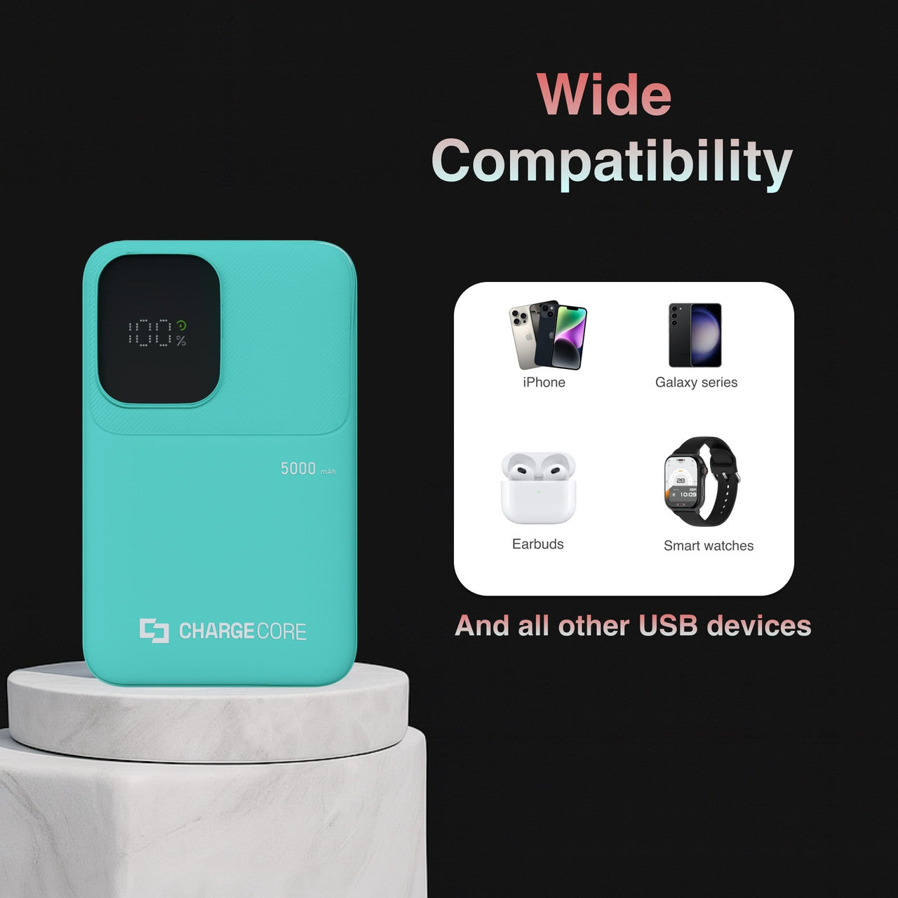 Power Banks & Chargers: ChargeCore SafeCharge Max 5K - Aquatic Awe